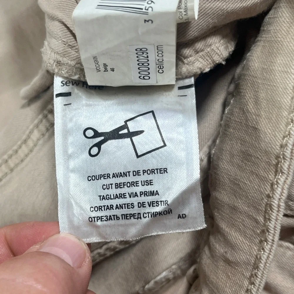 Celio Skinny Cargo Pants Mens 36 Beige Tactical Utility Trousers VOCASKIN 46 EUC